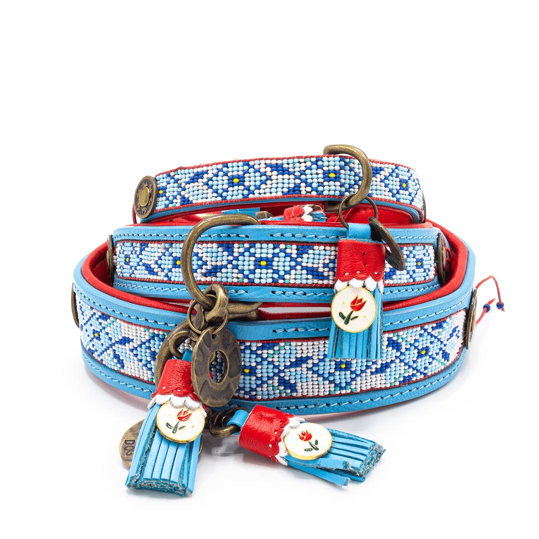 Dog With A Mission Hundehalsband – Buntes Boho-Halsband Aus Weichem Leder, Größe S, 2 Cm Breit