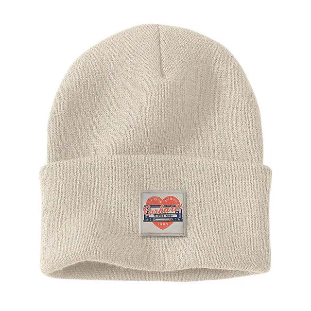 Carhartt Mütze Knit Heart Patch Mütze Oat Milk