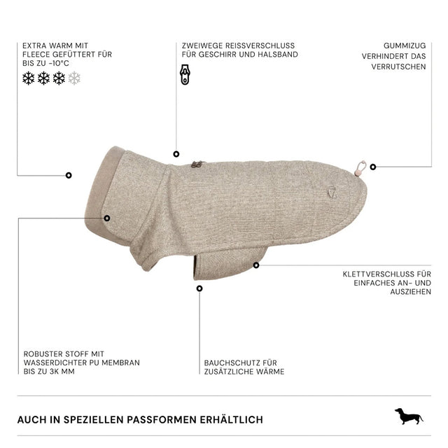 Cloud7 Hundemantel Brooklyn, Tweed Beige Hundewintermantel