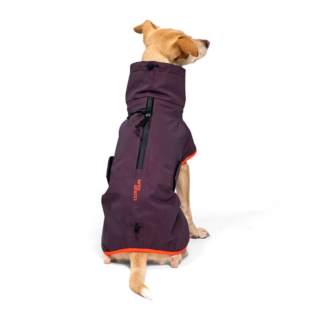 Cloud7 Hunderegenmantel AKTIV Aubergine/Orange Hunderegenmantel