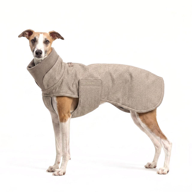 Cloud7 Hundemantel Windhund Brooklyn Long, Tweed Beige Hundewintermantel