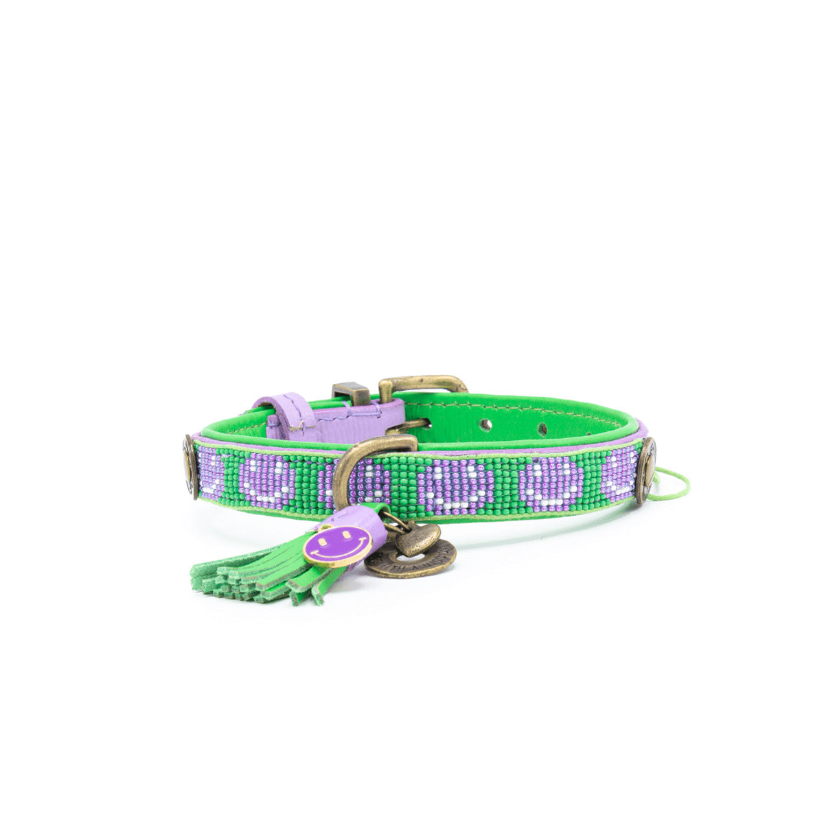 Dog With A Mission Hundehalsband – Buntes Boho-Halsband Aus Weichem Leder, Größe S, 2 Cm Breit