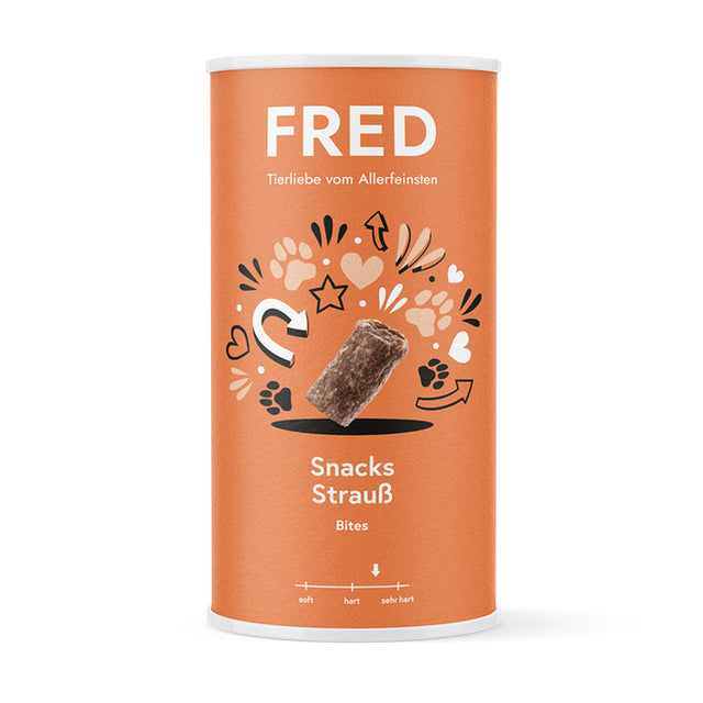 FRED & FELIA Hundesnack Strauß Bites, 200g Hundeleckerli