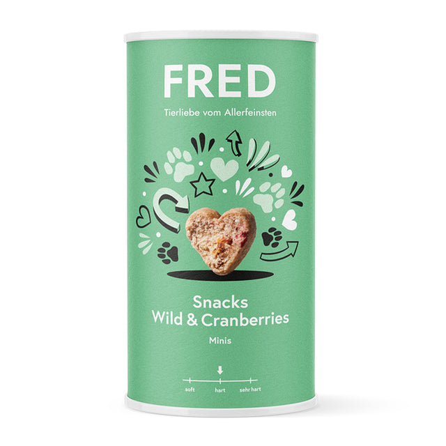 FRED & FELIA Hundesnack Wild & Cranberries Minis, 220g Hundeleckerli