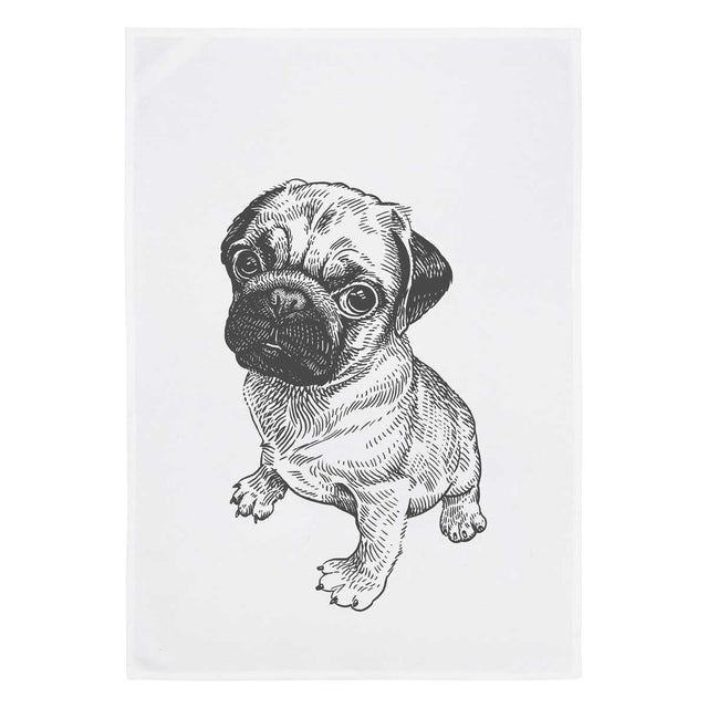 Hamburg 17;30 Geschirrtuch, Kochspaß mit Möpschen in grau Geschirrhandtuch