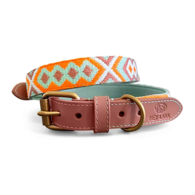 Hey Lana Hundehalsband Gepolstert – Mint/Orange Hundehalsband