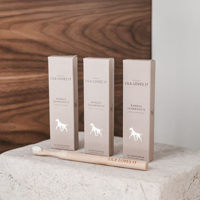 LILA LOVES IT Hundezahnbürste aus Bambus Zahnpflege für Hunde