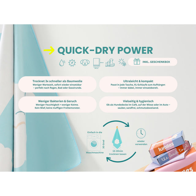 lumiies The Beach Towel – Dackel, Blue Lagoon (80x160 cm) Hundehandtuch