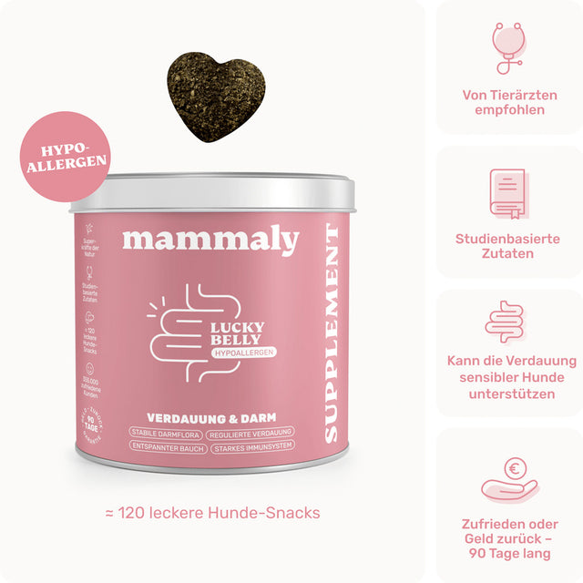 Mammaly Lucky Belly Hypoallergen Verdauungs-Snacks Nahrungsergänzungsmittel für Hunde
