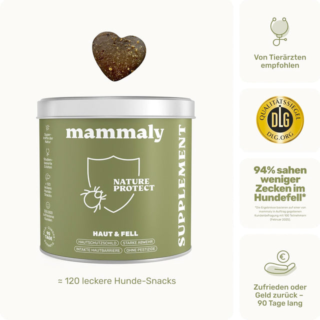 Mammaly Nature Protect Zeckenschutz-Snacks Nahrungsergänzungsmittel für Hunde