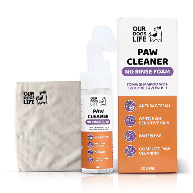 OurDogsLife Paw Cleaner Shampoo, Pfotenreiniger mit Bürste & Tuch Pfotenpflege