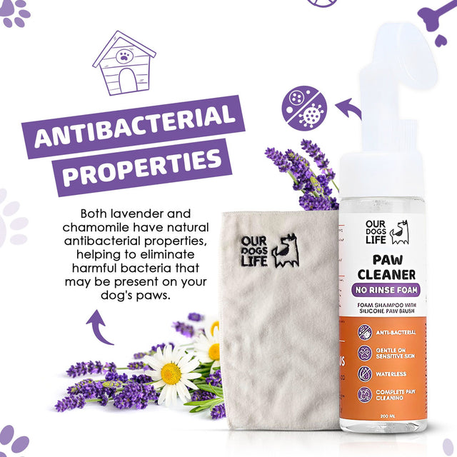 OurDogsLife Paw Cleaner Shampoo, Pfotenreiniger mit Bürste & Tuch Pfotenpflege