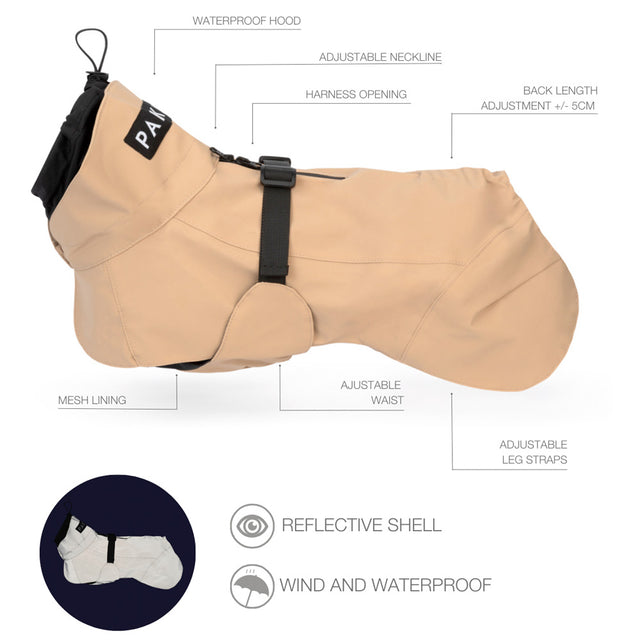 PAIKKA Visibility Hunderegenmantel, Lite Taupe Hunderegenmantel