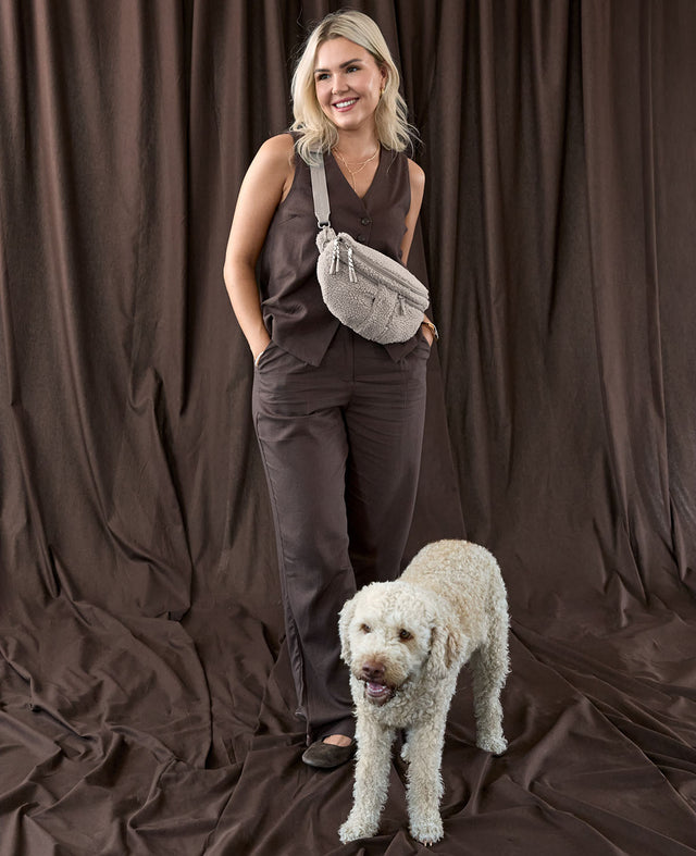 PALOPA Leckerlibeutel Bum Bag Emma Teddy-Fleece, Taupe Leckerlibeutel