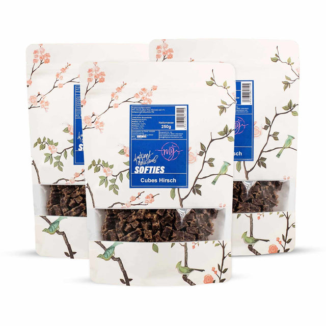 Hundeleckerli mÿ Cubes Softies, 3x Hirsch