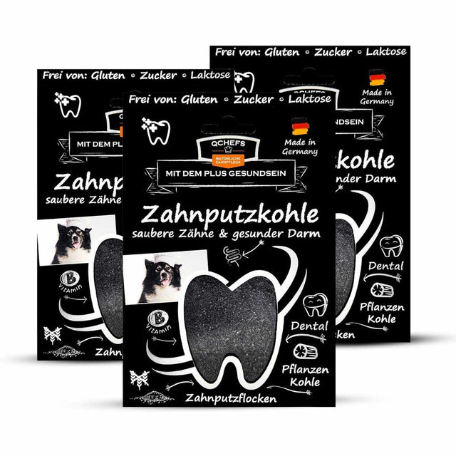 QChefs Zahnputzkohle, 3x 80g Zahnpflege