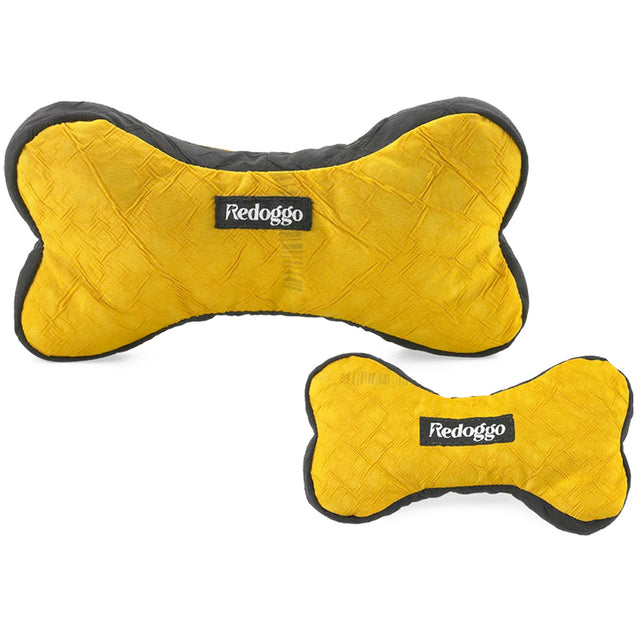 Redoggo Hundespielzeug Knochen, Gelb-Schwarz Stoffspielzeug Klein