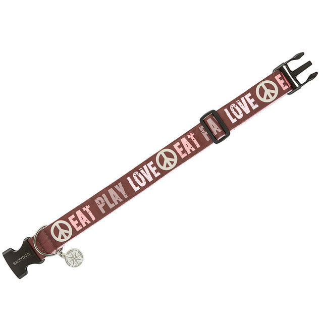Saltydog Hundehalsband „Eat Play Love“, Choco - Rose Hundehalsband