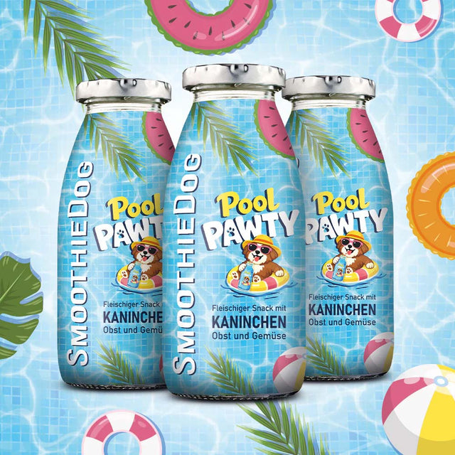 SmoothieDog Hundesmoothie, Pool Pawty, Kaninchen Fleischsnacks 3 x 250 ml