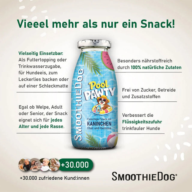 SmoothieDog Hundesmoothie, Pool Pawty, Kaninchen Fleischsnacks