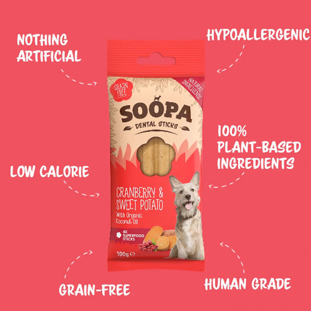 Soopa Dental Sticks, Cranberry & Süßkartoffel Zahnpflege