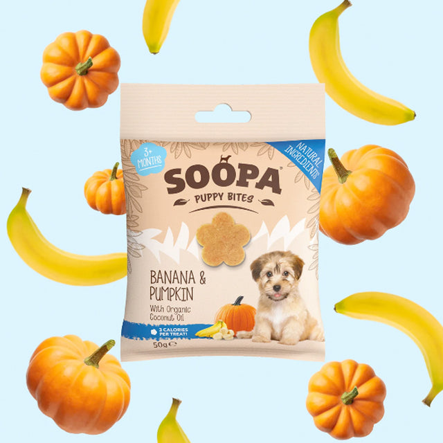 Soopa Hundekekse Puppy Bites, Banane & Kürbis Hundekeks