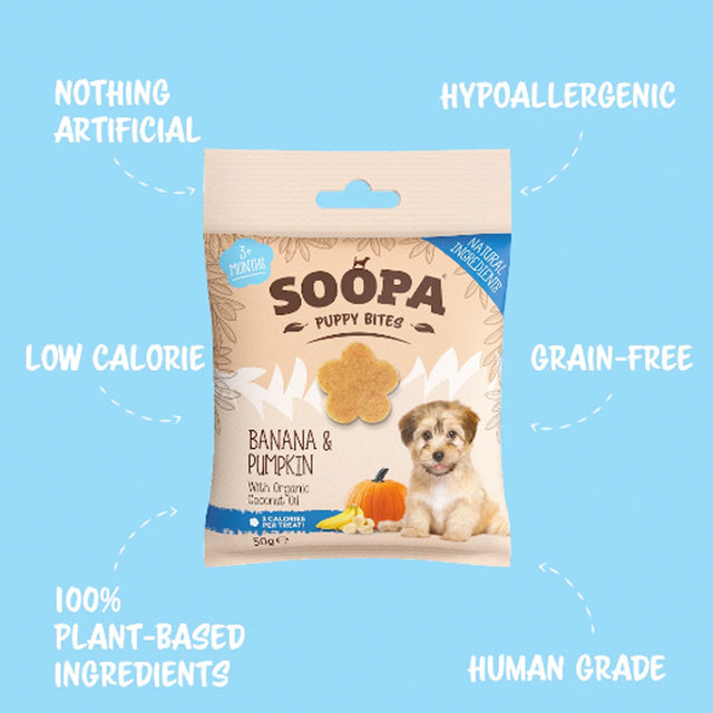 Soopa Hundekekse Puppy Bites, Banane & Kürbis Hundekeks