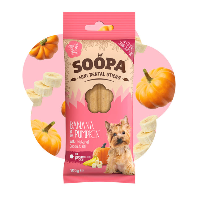 Soopa Mini Dental Sticks, Banana & Pumpkin Hundeleckerli