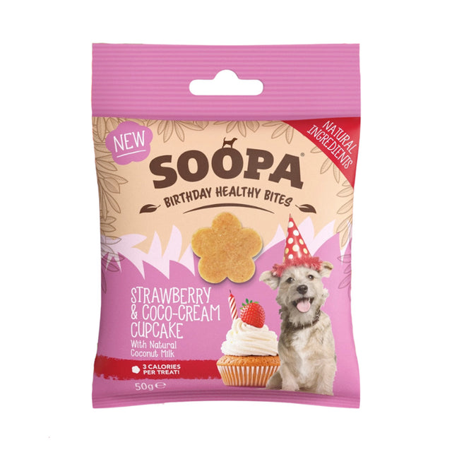 Soopa Hundeleckerli Healthy Bites, Strawberry & Coco-Cream Cupcake Hundeleckerli