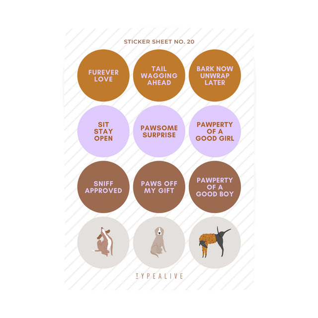 Typealive Stickerbogen No.20 „FÜR HUNDEFANS“