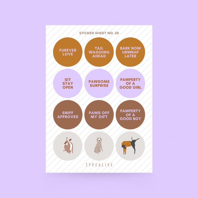 Typealive Stickerbogen No.20 „FÜR HUNDEFANS“