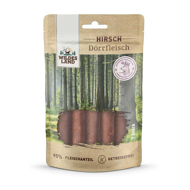 Wildes Land Dörrfleisch Hirsch, 7 Stück Fleischsnacks