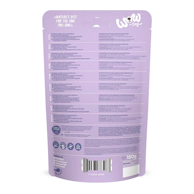 Wow Hundeleckerli Superfood Soft Bar – Lamm, 150g Hundeleckerli