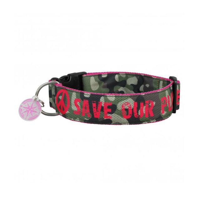 Hundehalsband Camouflage | Save our planet | Pink
