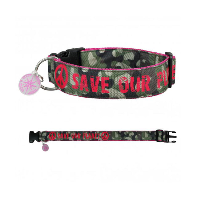 Hundehalsband Camouflage | Save our planet | Pink